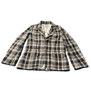 FOSSIL MENS BROWN PLAID SPORTS JACKET SIZE SMALL